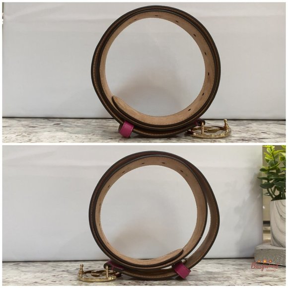 Authentic Gucci Hot Pink Calfskin Leather Gold Interlocking G Buckle Belt 80/32 - Picture 12 of 13